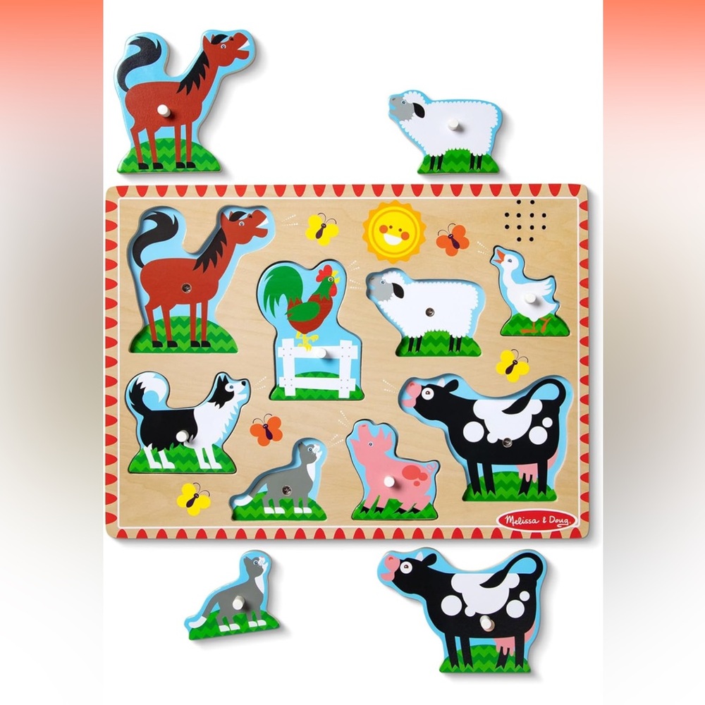 Melissa & Doug Farm Animals Sound Puzzle - Red, Green, Blue - Picture 4 of 6